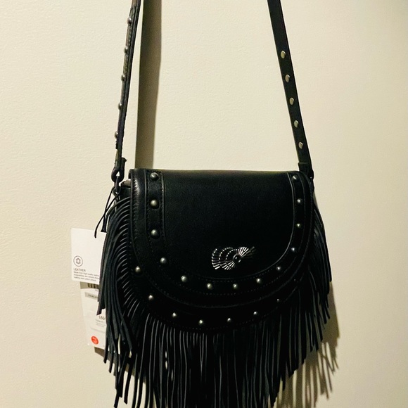 Zara Limited Edition Black Leather Fringed Crossbody Bag New With Tags - Picture 4 of 7
